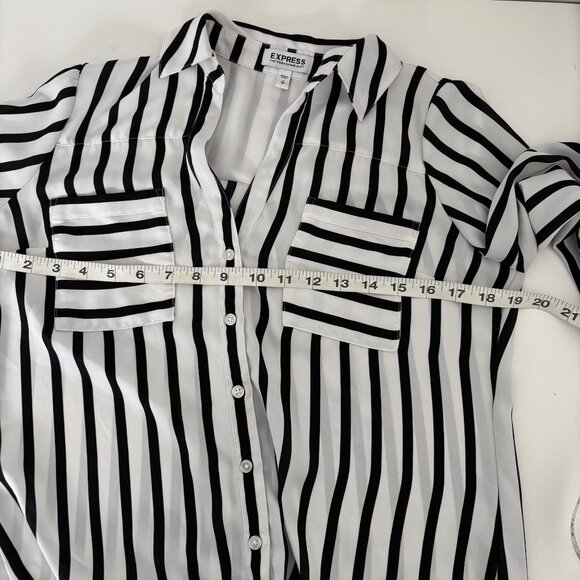 Express Shirt Small Portofino Button-Down Striped Preppy Corp Core Parisian Chic - Picture 5 of 13